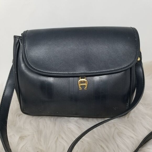 Etienne Aigner Black Vinyl Crossbody Bag - Picture 7 of 9